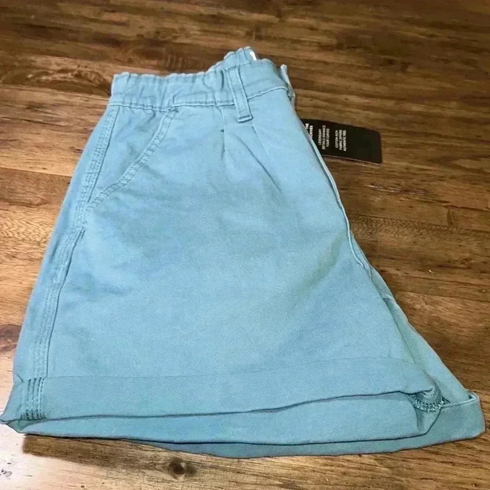NWT Lee women’s heritage teal shorts size 2 relaxed fit high rise a line midway - Picture 8 of 8
